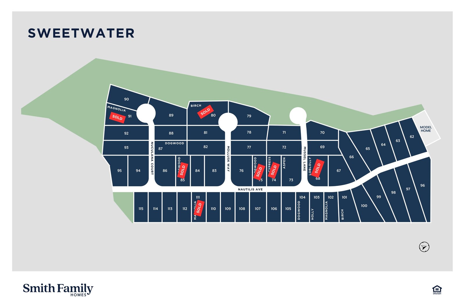 Site map of Sweetwater showing the lot layout across the community